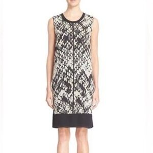Vince 100% SILK  Black and Cream Midi shift Dress